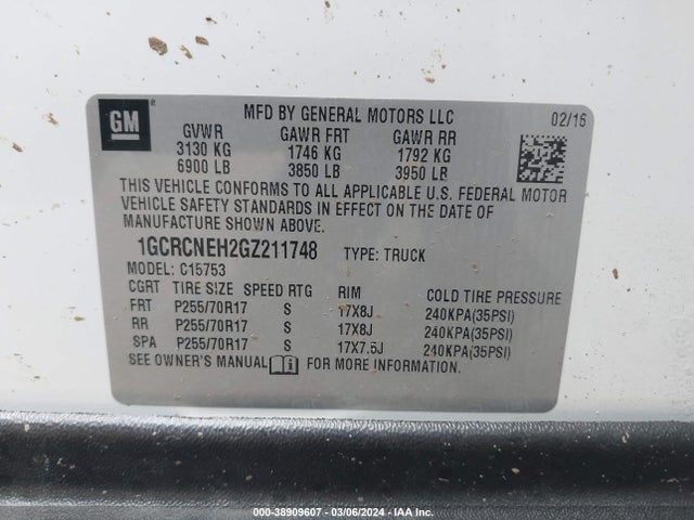 Chevrolet Silverado 1500 Wt 2016 1GCRCNEH2GZ211748 Image 9