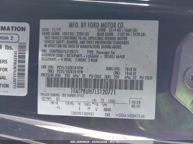 Ford Mustang Ecoboost Premium 2020 1FATP8UH7L5120771 Image 9