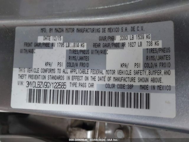 3MYDLBZV9GY122585 Scion IA