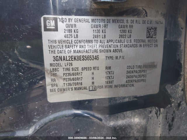 Chevrolet Captiva Sport 2ls 2014 3GNAL2EK8ES565346 Image 9
