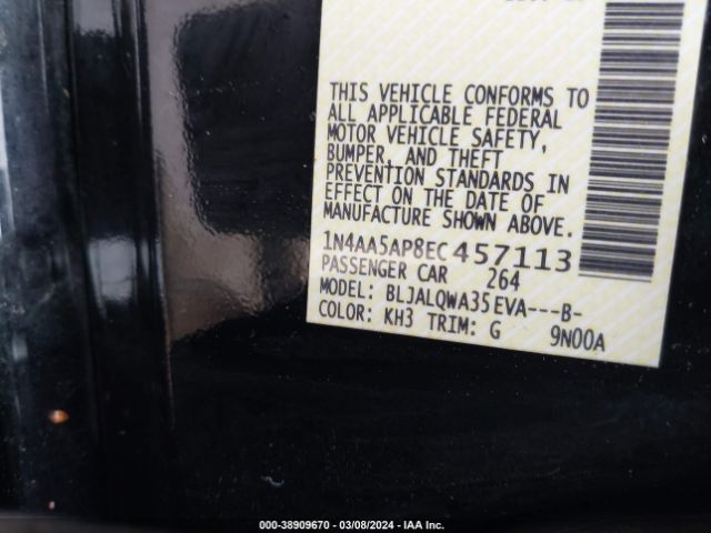 1N4AA5AP8EC457113 Nissan Maxima 3.5 S/3.5 Sv