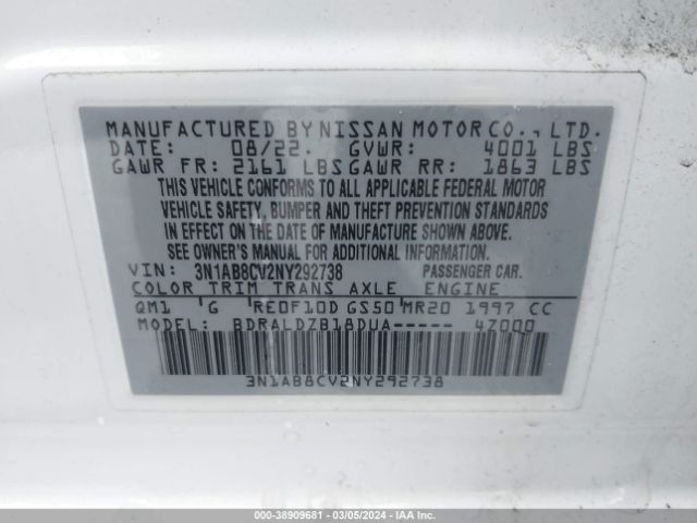2022 NISSAN SENTRA 3N1AB8CV2NY292738 Photo 8
