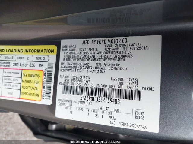 Ford Fusion Hybrid S 2014 3FA6P0UU5ER159483 Image 9