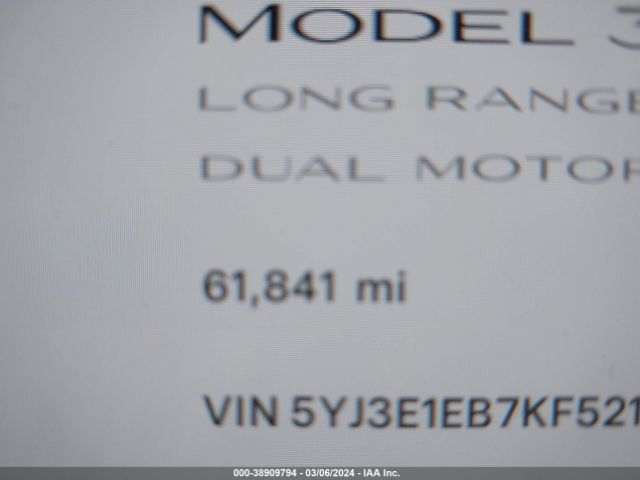5YJ3E1EB7KF521655 Tesla Model 3 Long Range/performance