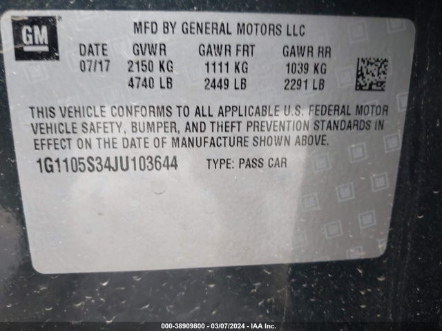 Chevrolet IMPALA 1LT 2018 1G1105S34JU103644 Image 9