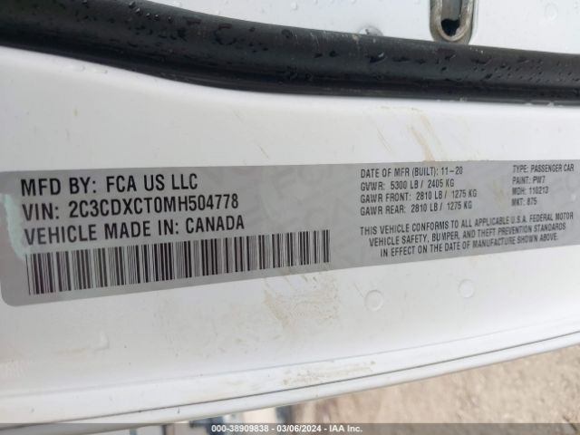 2C3CDXCT0MH504778 Dodge Charger R/t Rwd