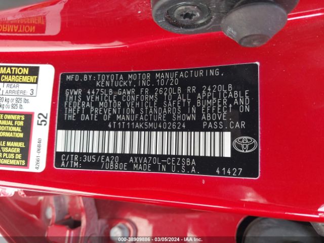 4T1T11AK5MU402624 Toyota CAMRY SE