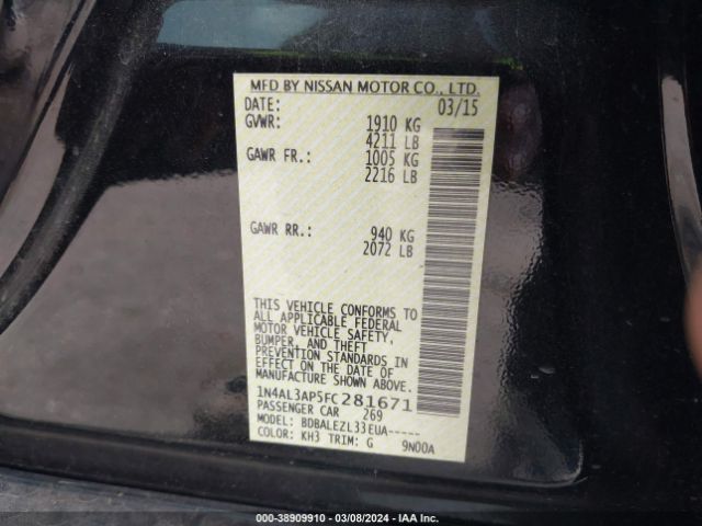 1N4AL3AP5FC281671 Nissan Altima 2.5/2.5 S/2.5 Sl/2.5 Sv