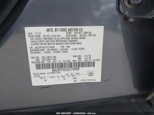 Ford Ecosport Titanium 2018 MAJ3P1VE5JC174929 Image 9