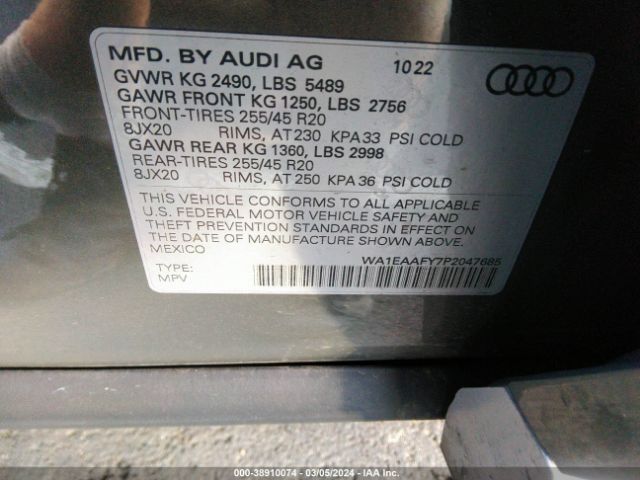 2023 AUDI Q5 WA1EAAFY7P2047685 Photo 8