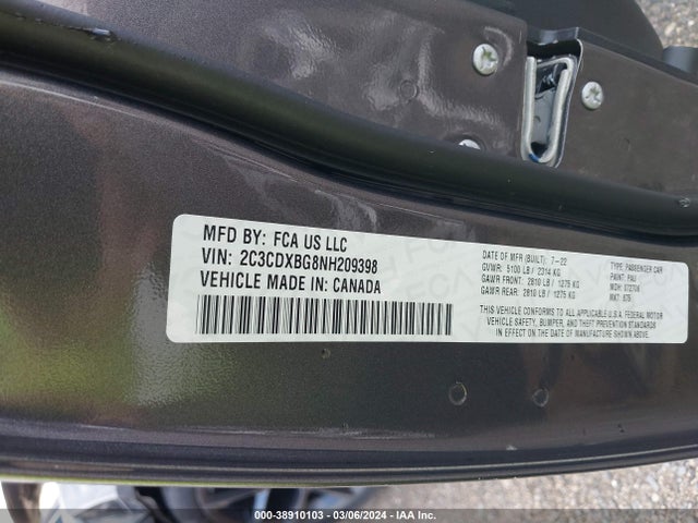 Dodge Charger Sxt Rwd 2022 2C3CDXBG8NH209398 Image 9