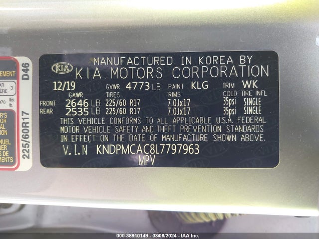 KIA Sportage Lx 2020 KNDPMCAC8L7797963 Image 9
