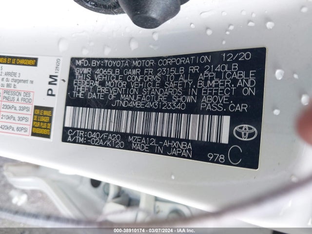 Toyota Corolla Se Nightshade Edition 2021 JTND4MBE4M3123340 Image 9