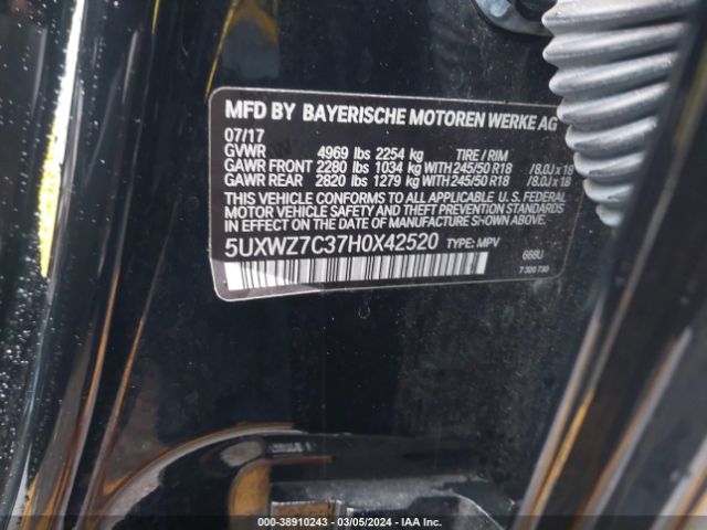 5UXWZ7C37H0X42520 BMW X3 Sdrive28i