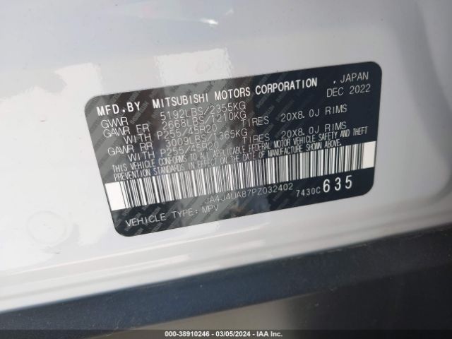 JA4J4UA87PZ032402 Mitsubishi Outlander Ralliart S-awc/se 2.5 S-awc/se Black Edition S-awc/se Special Editiont S-awc