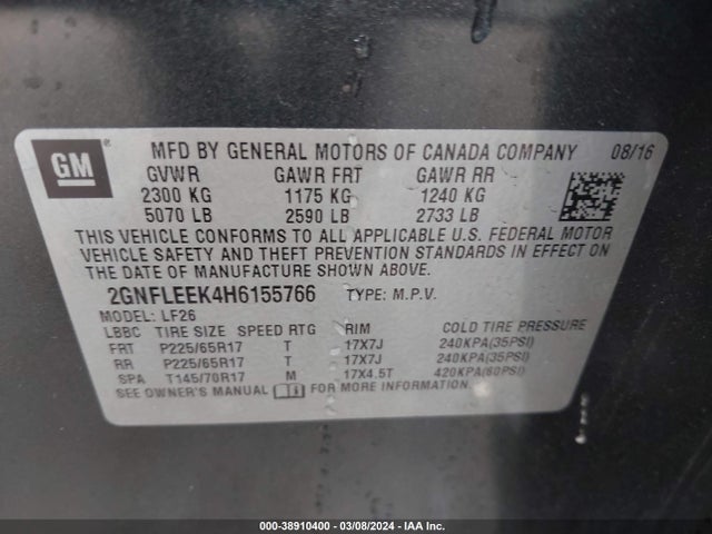 Chevrolet EQUINOX LS 2017 2GNFLEEK4H6155766 Image 9