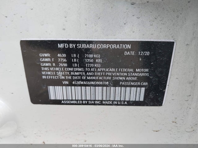 Subaru Legacy Sport 2021 4S3BWAG60M3008708 Image 9