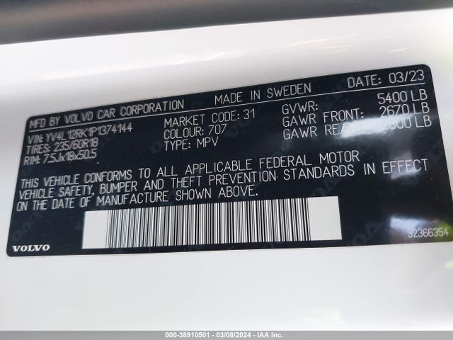 YV4L12RK1P1374144 Volvo Xc60 B5 Core