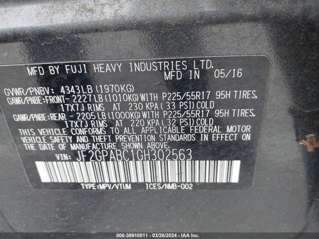 Subaru Crosstrek 2.0i Premium 2016 JF2GPABC1GH302563 Image 9