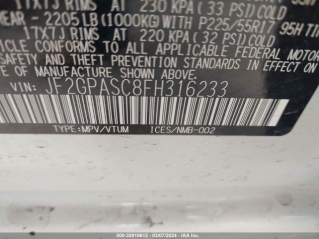 JF2GPASC8FH316233 Subaru Xv Crosstrek 2.0i Limited