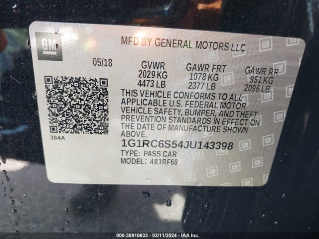 Chevrolet VOLT LT 2018 1G1RC6S54JU143398 Image 9