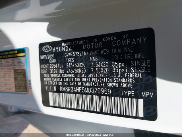 Hyundai Palisade Sel 2021 KM8R34HE5MU329969 Image 9
