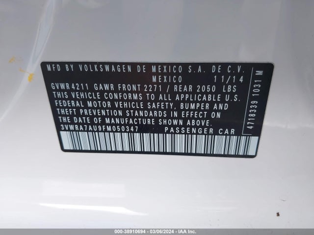 3VWRA7AU9FM050347 Volkswagen Golf Tdi Se 4-door