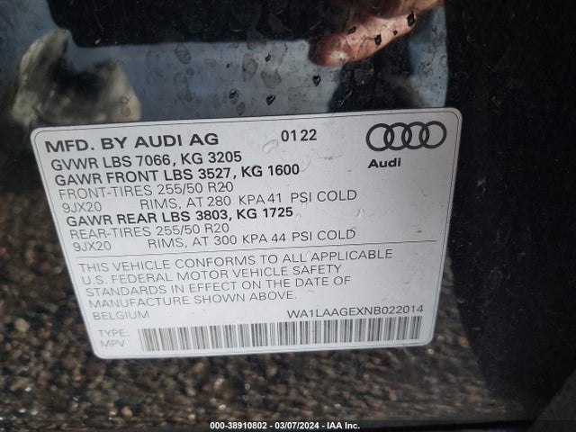 WA1LAAGEXNB022014 Audi E-tron Premium Plus Quattro