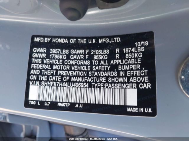 SHHFK7H44LU406954 Honda Civic Sport