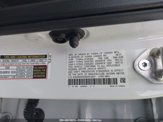 2HKRW2H52MH672037 Honda Cr-v Awd Ex