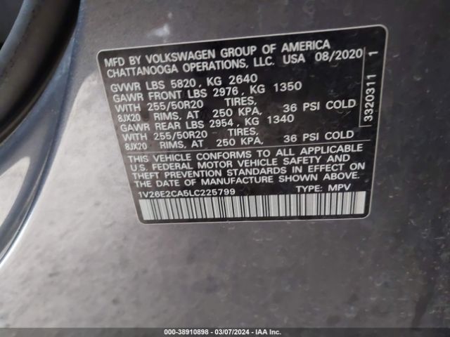 1V26E2CA5LC225799 Volkswagen Atlas Cross Sport 3.6l V6 Se W/technology/3.6l V6 Se W/technology R-line