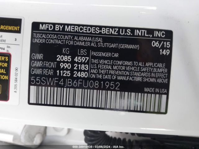 55SWF4JB6FU081952 Mercedes-Benz C 300 Luxury/sport