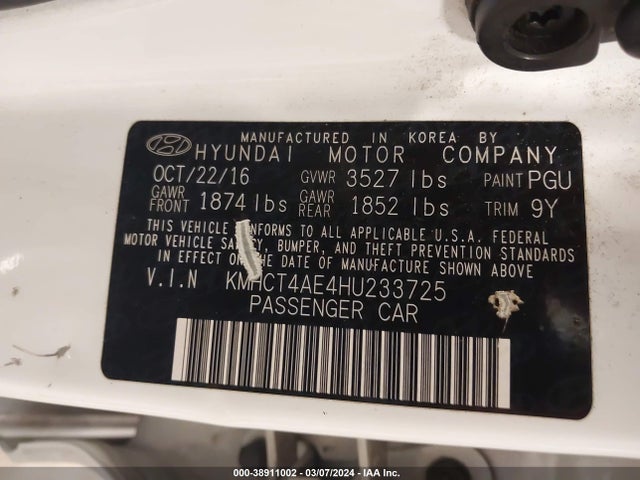 Hyundai Accent Value Edition 2017 KMHCT4AE4HU233725 Image 9