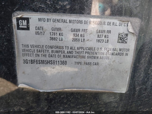 Chevrolet Cruze Premier Auto 2017 3G1BF6SM5HS611360 Image 9