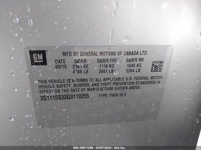 Chevrolet Impala 2lt 2016 2G1115S32G9110255 Image 9