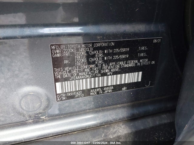 Toyota Venza Xle 2021 JTEAAAAH3MJ071166 Image 9