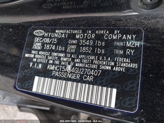KMHCT5AE4GU270407 Hyundai ACCENT SE