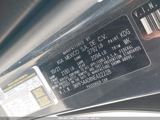 KIA Forte Gt-line 2022 3KPF54AD8NE422228 Image 9