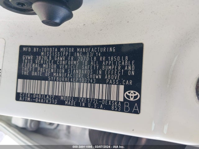 Toyota Corolla S Premium 2014 5YFBURHE4EP103243 Image 9