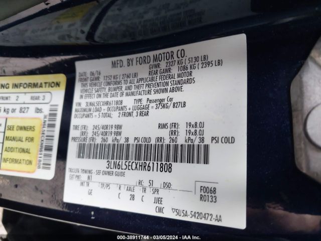 3LN6L5ECXHR611808 Lincoln Mkz Reserve