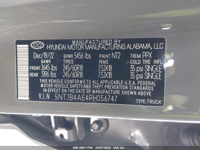 Hyundai Santa Cruz Sel 2023 5NTJB4AE4PH056747 Image 9