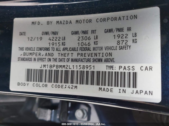 JM1BPBMM2L1158951 Mazda Mazda3 Preferred Package
