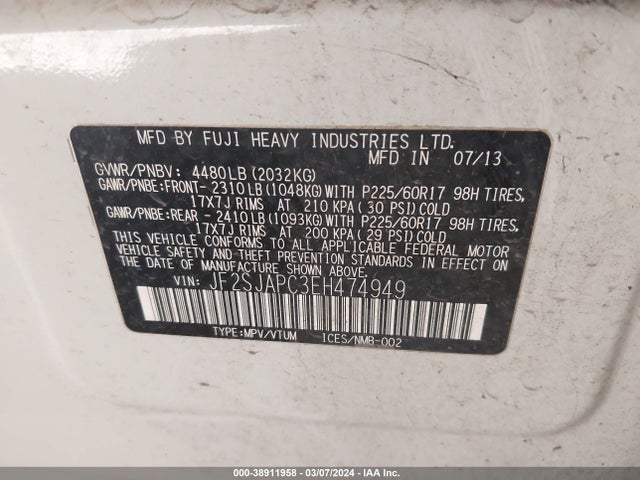 Subaru Forester 2.5i Touring 2014 JF2SJAPC3EH474949 Image 9