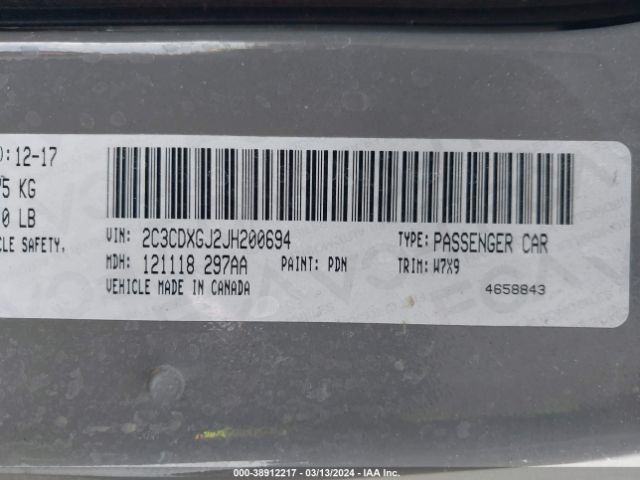 2C3CDXGJ2JH200694 Dodge Charger R/t Scat Pack Rwd