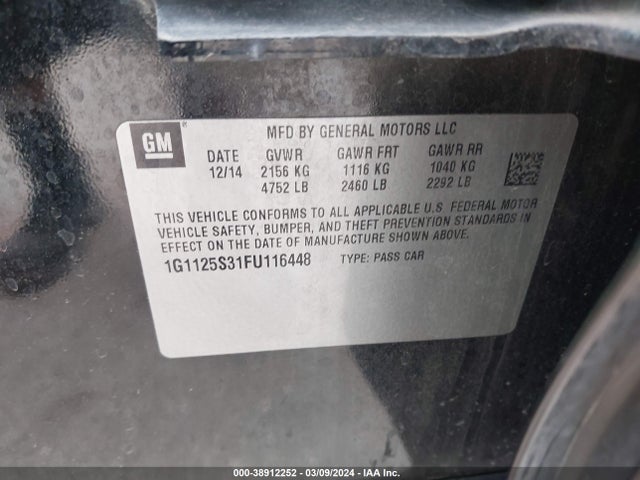 Chevrolet Impala 2lt 2015 1G1125S31FU116448 Image 9