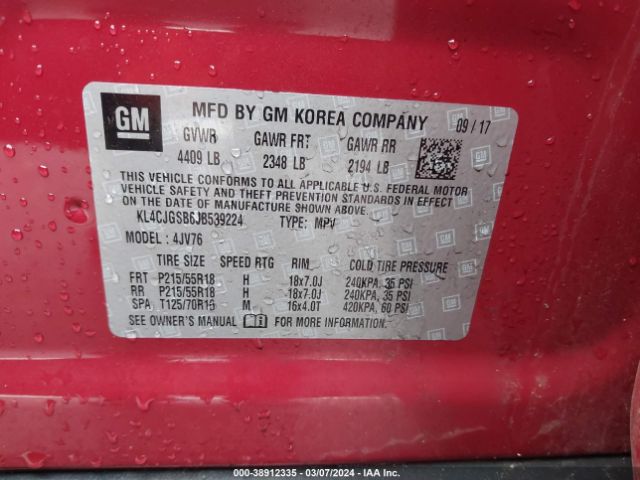 KL4CJGSB6JB539224 Buick Encore Essence