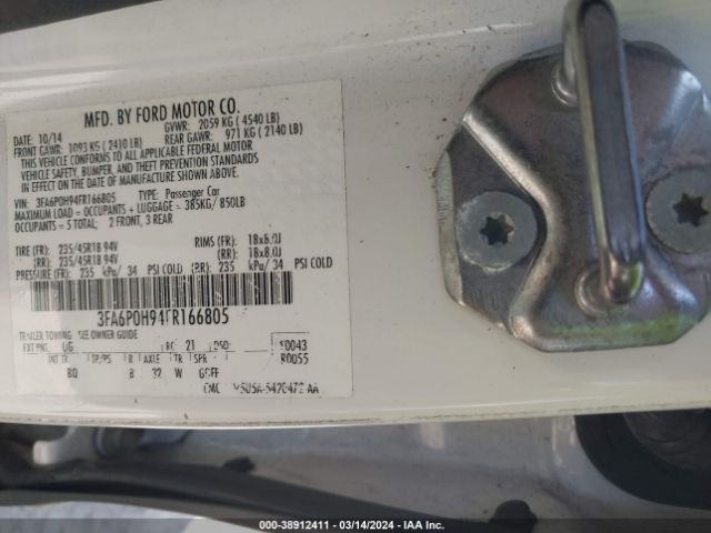 3FA6P0H94FR166805 Ford FUSION SE