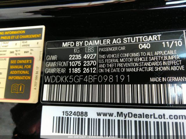 2011 MERCEDES-BENZ E 350 WDDKK5GF4BF098191 Photo 8