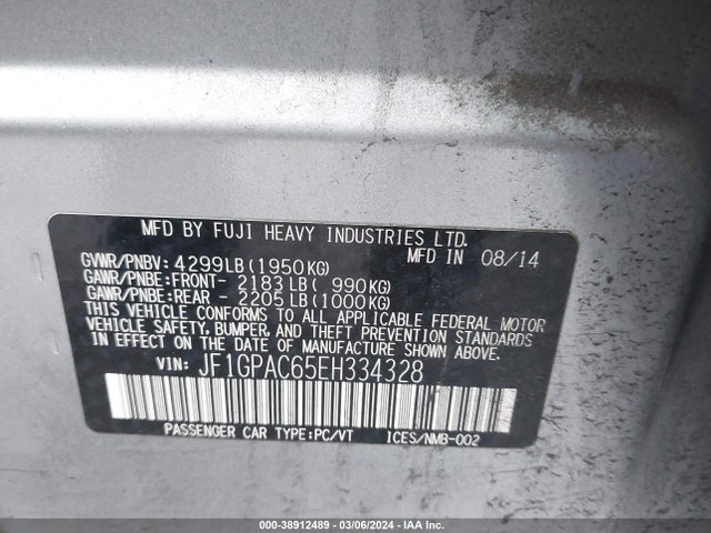 Subaru Impreza Premium 2014 JF1GPAC65EH334328 Image 9