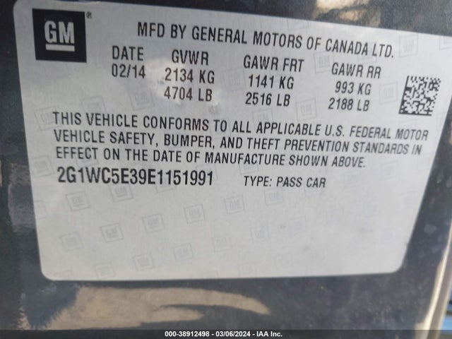 Chevrolet Impala Limited Ltz 2014 2G1WC5E39E1151991 Image 9